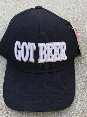 VTG 90s SAM'S CAP GOT BEER Baseball Hat Men's Black Adjustable Cap Wool Blend
